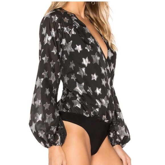Lovers + Friends metallic star black bodysuit size XS - Picture 3 of 11
